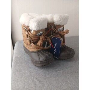 NAUTICA KIDS TAN AYCE WINTER BOOTS WITH FAUX FUR TRIM TODDLER SIZE 6